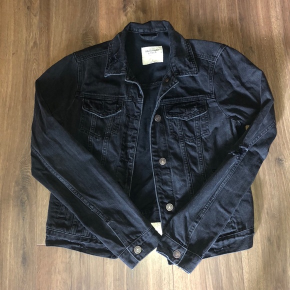 Abercrombie & Fitch Jackets & Blazers - Abercrombie distressed black denim jacket Abercrombie & Fitch Jackets & Blazers - Abercrombie distressed black denim jacket
